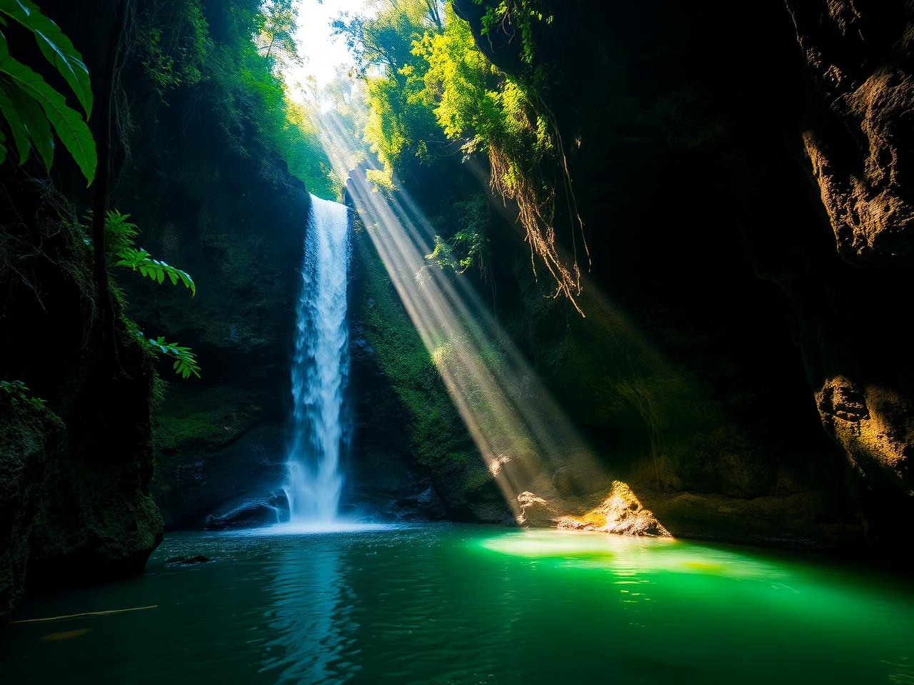 Rappel en una cascada durante un tour de cañonismo